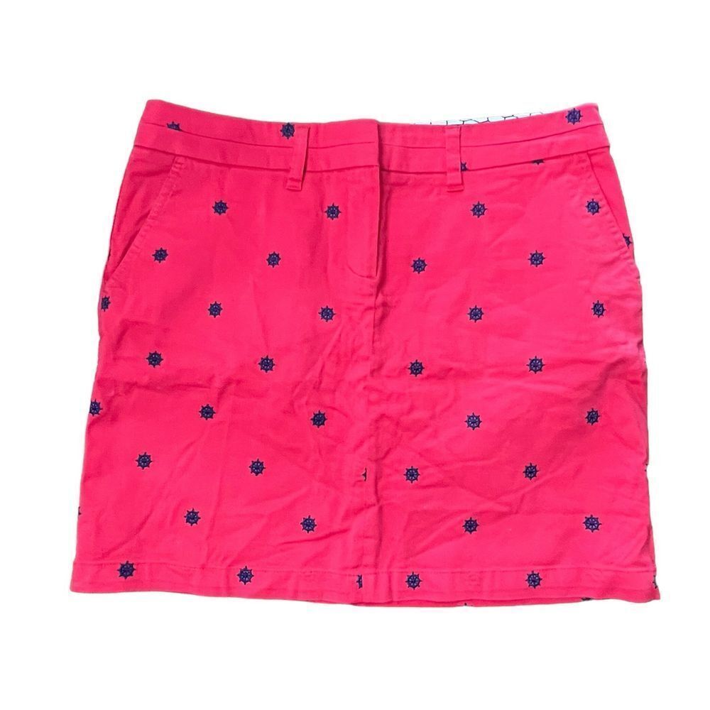 British Khaki Women's Skirt Red Nautical w/ Blue‎ Anchors EUC Size 8
